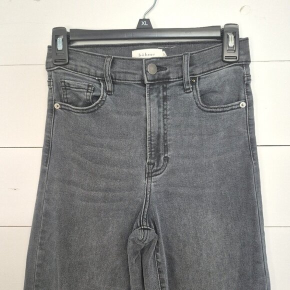 Böhme Womens High-Waisted Black Washed Straight-Leg Denim Jeans Size 25 - Picture 2 of 7
